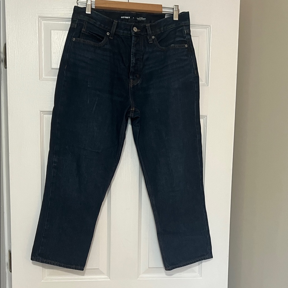 Old Navy Dark Indigo slouchy Straight Jeans